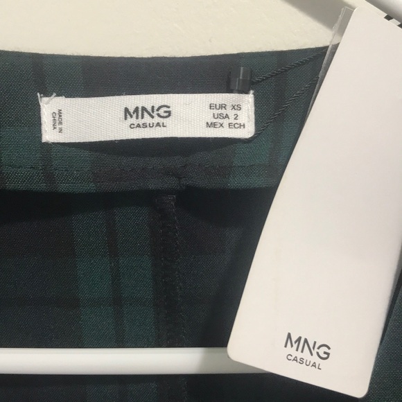 MNG Mango green plaid button down dress size 2 - Picture 4 of 7
